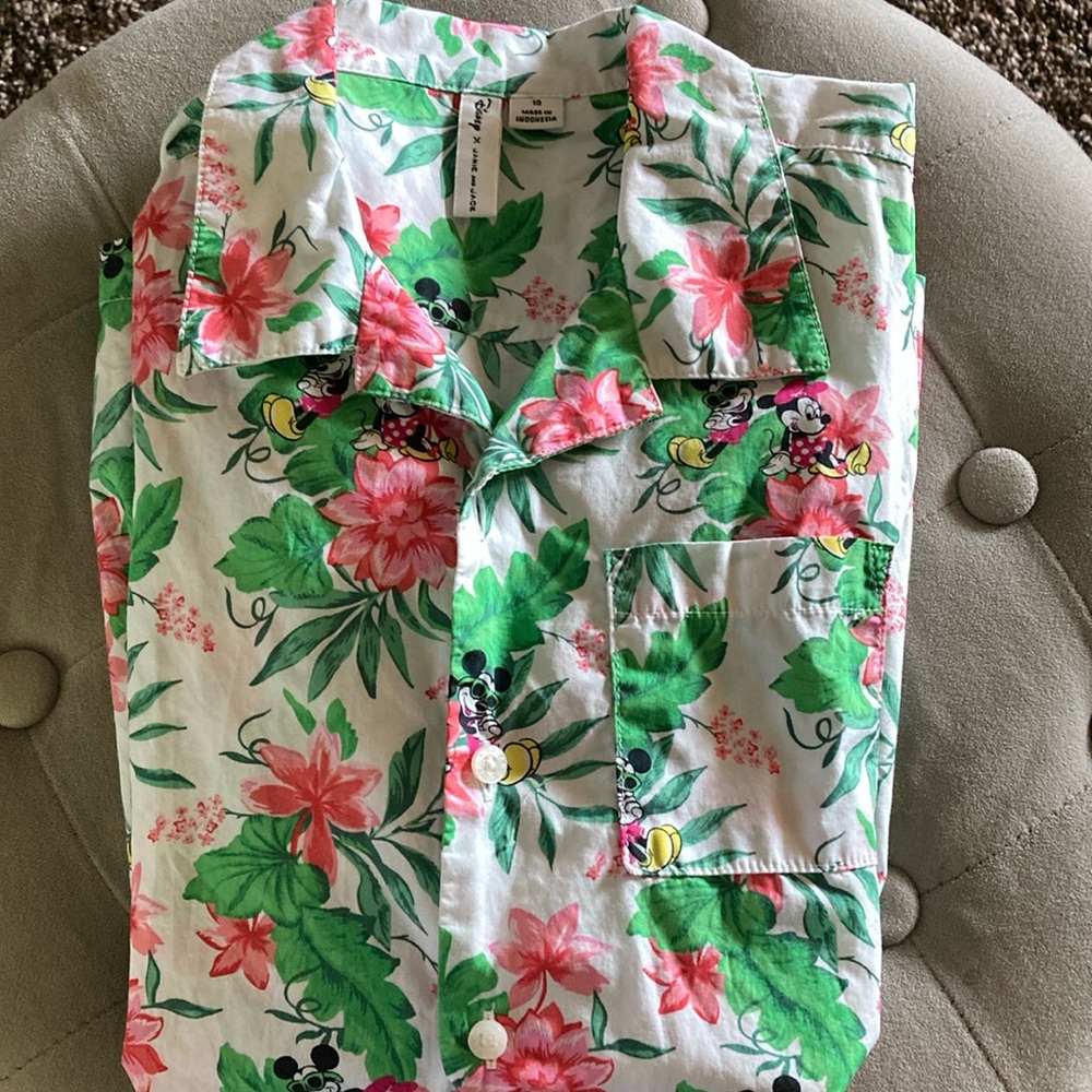 Janie and Jack Disney floral button down boys size 10
